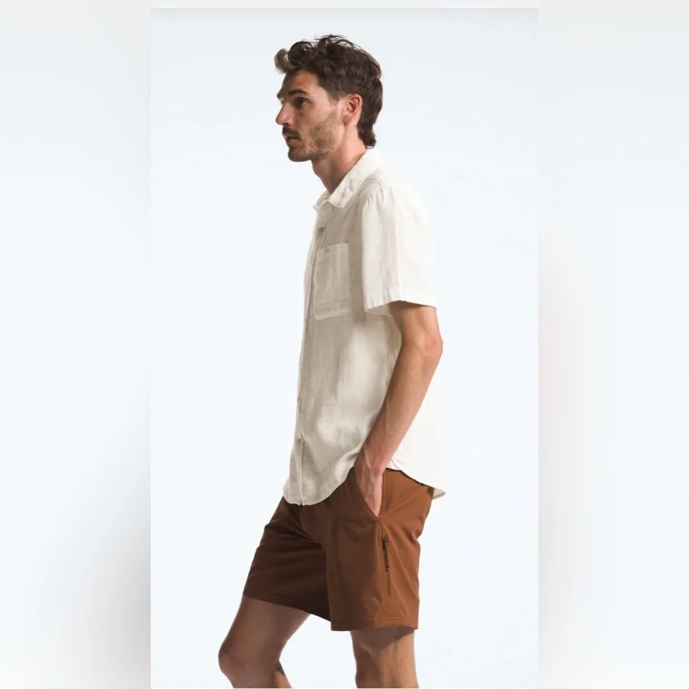 The North Face Men's Loghill Jacquard Gardenia White Hemp Cotton Blend Shirt XXL